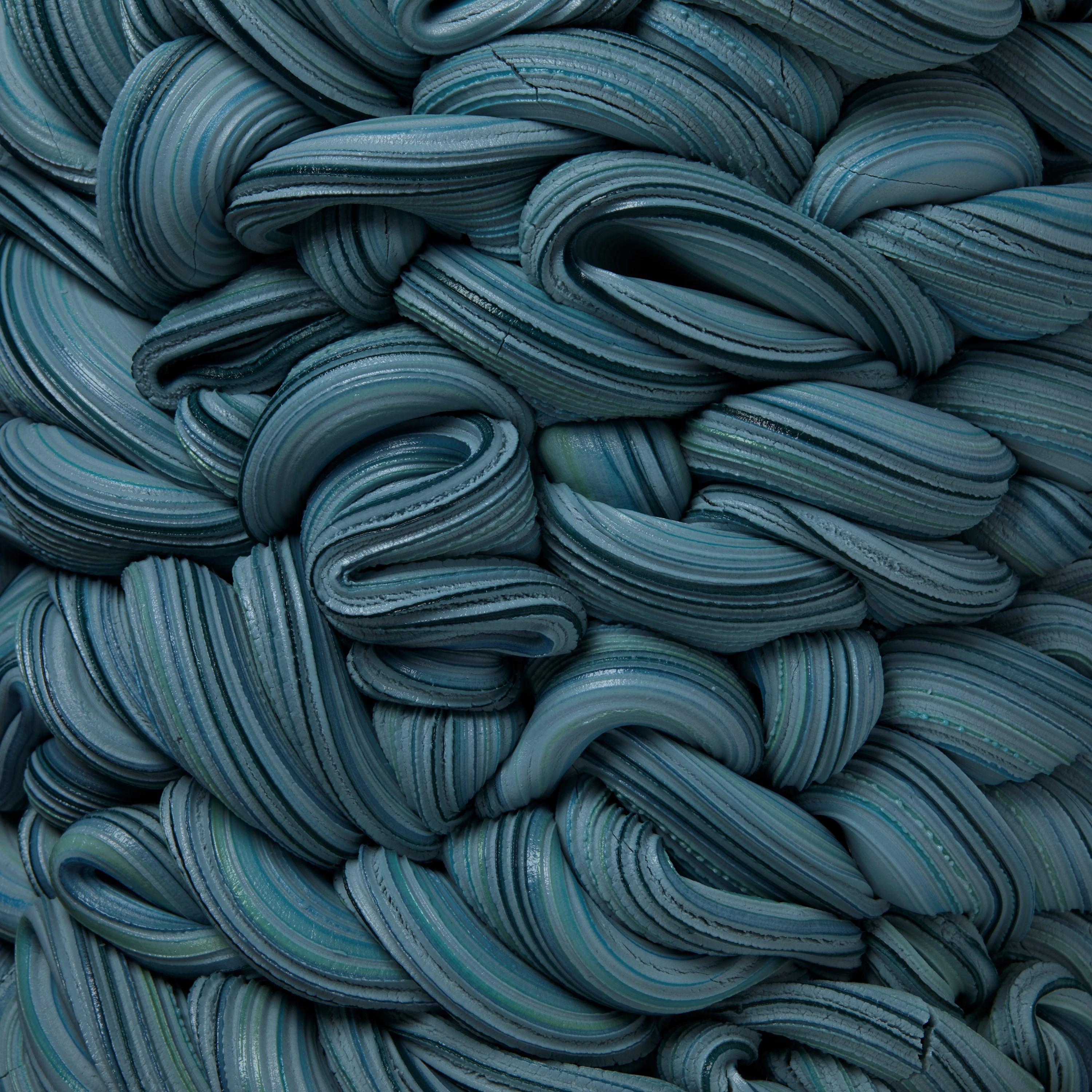 Contemporary  Analogous Fold I, a Blue Parian Porcelain Sculptural Vessel by Steven Edwards