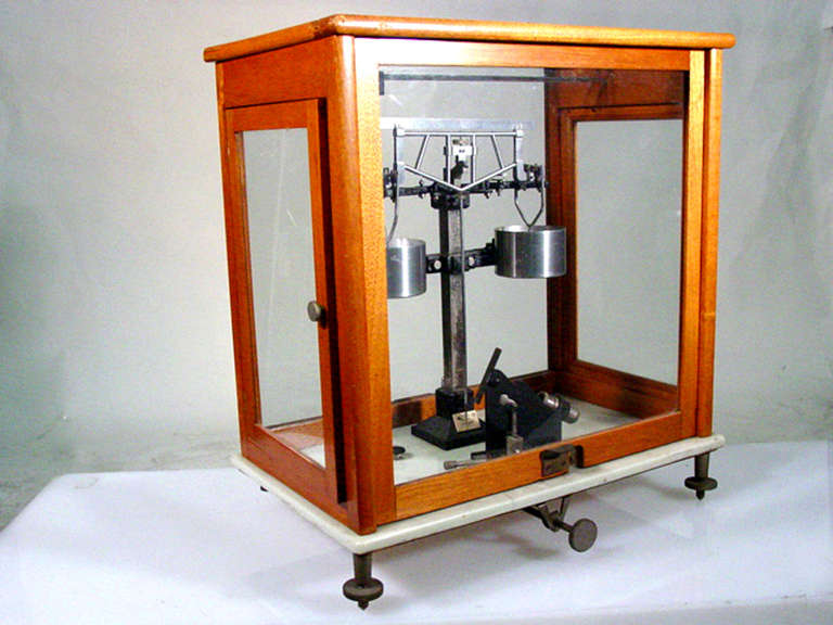 Analytical Beam Balance Scientific Scale in Glass Case For Sale at 1stDibs