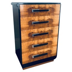 Anamerican Grand Rapids “Art Deco” Burr Birch and Ebonized Chest