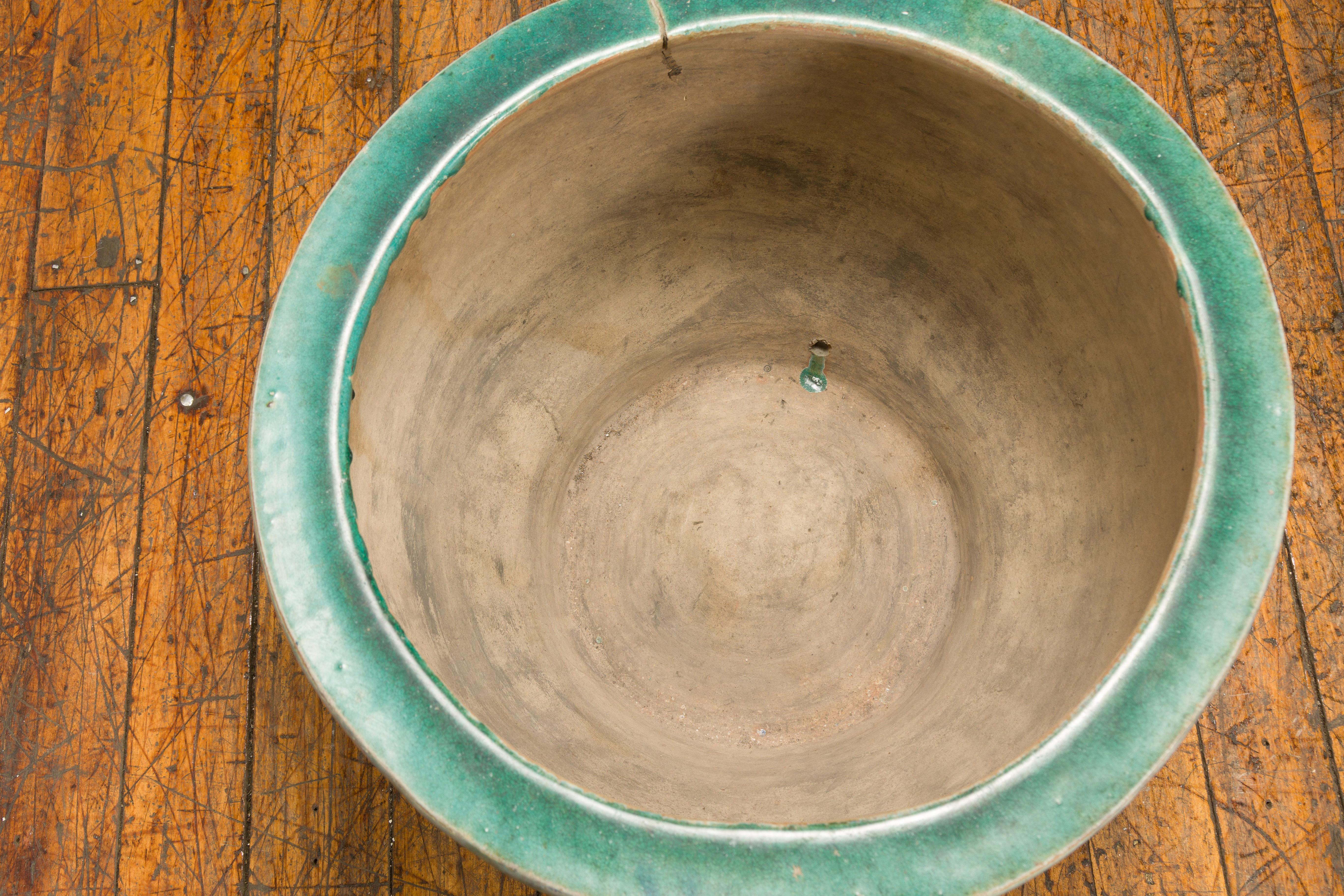 19th Century Antique Green and Blue Garden Planter For Sale 7