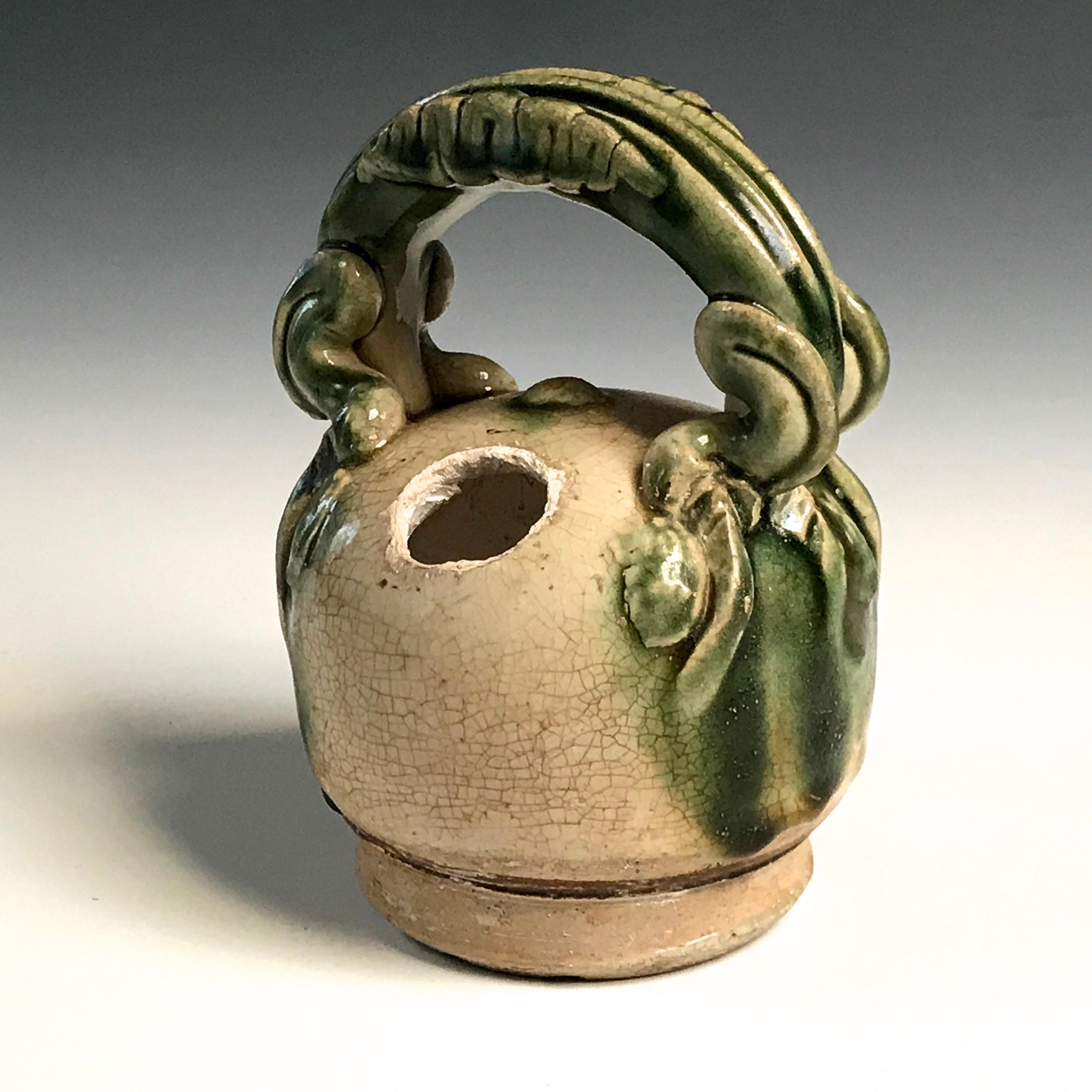 Glazed Anamese Three-Color Ware Ceramic Lime Pot, 17th Century For Sale