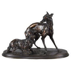 Anamilier Bronze Entitled "Greyhound and King Charles Spaniel" by P J Mêne