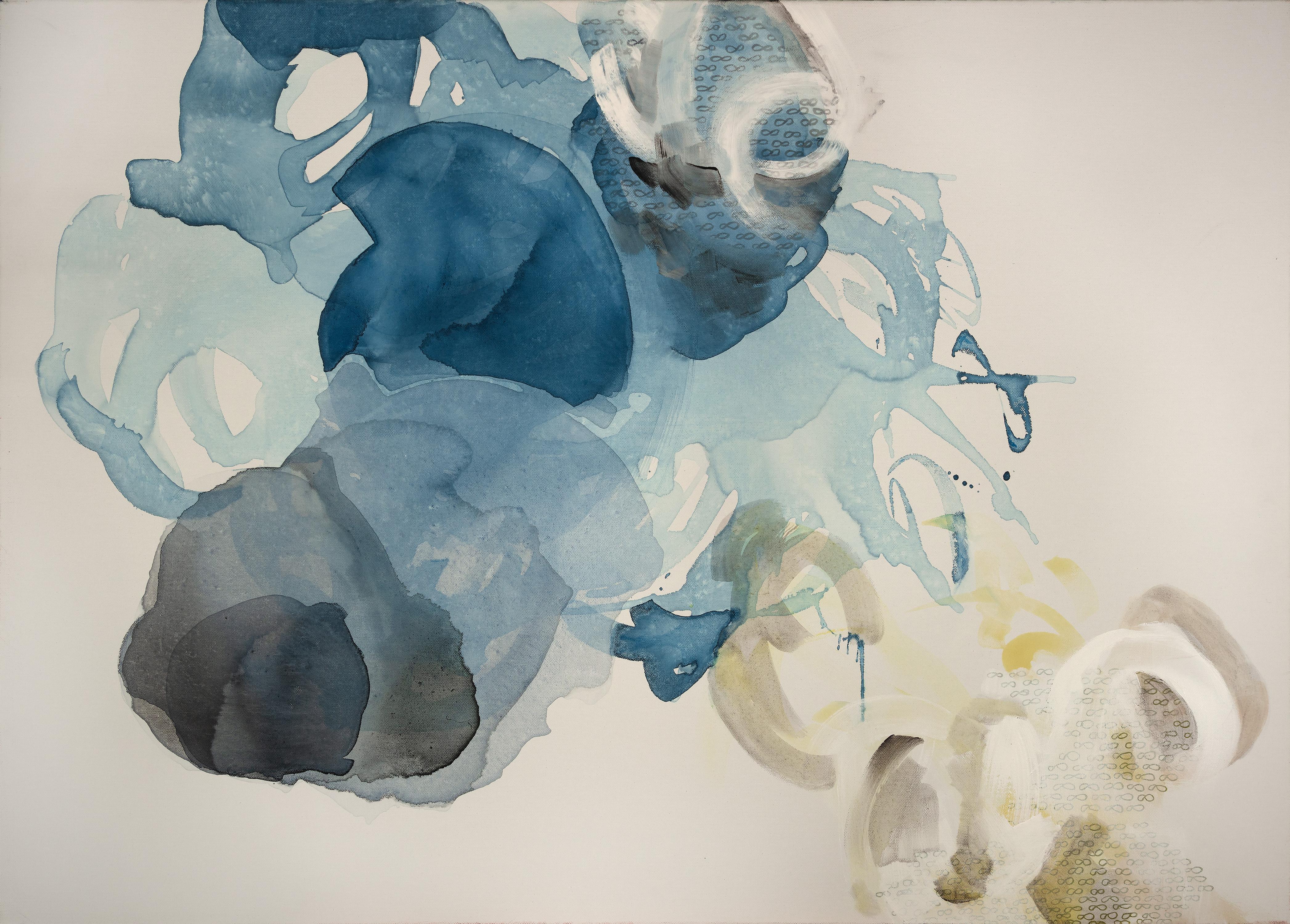 Abstract Painting: Ink and Acrylic on Canvas, 21st Century, Signed