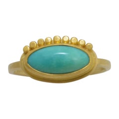 Ananda Khalsa 22k Gold Evil Eye Ring with Turquoise