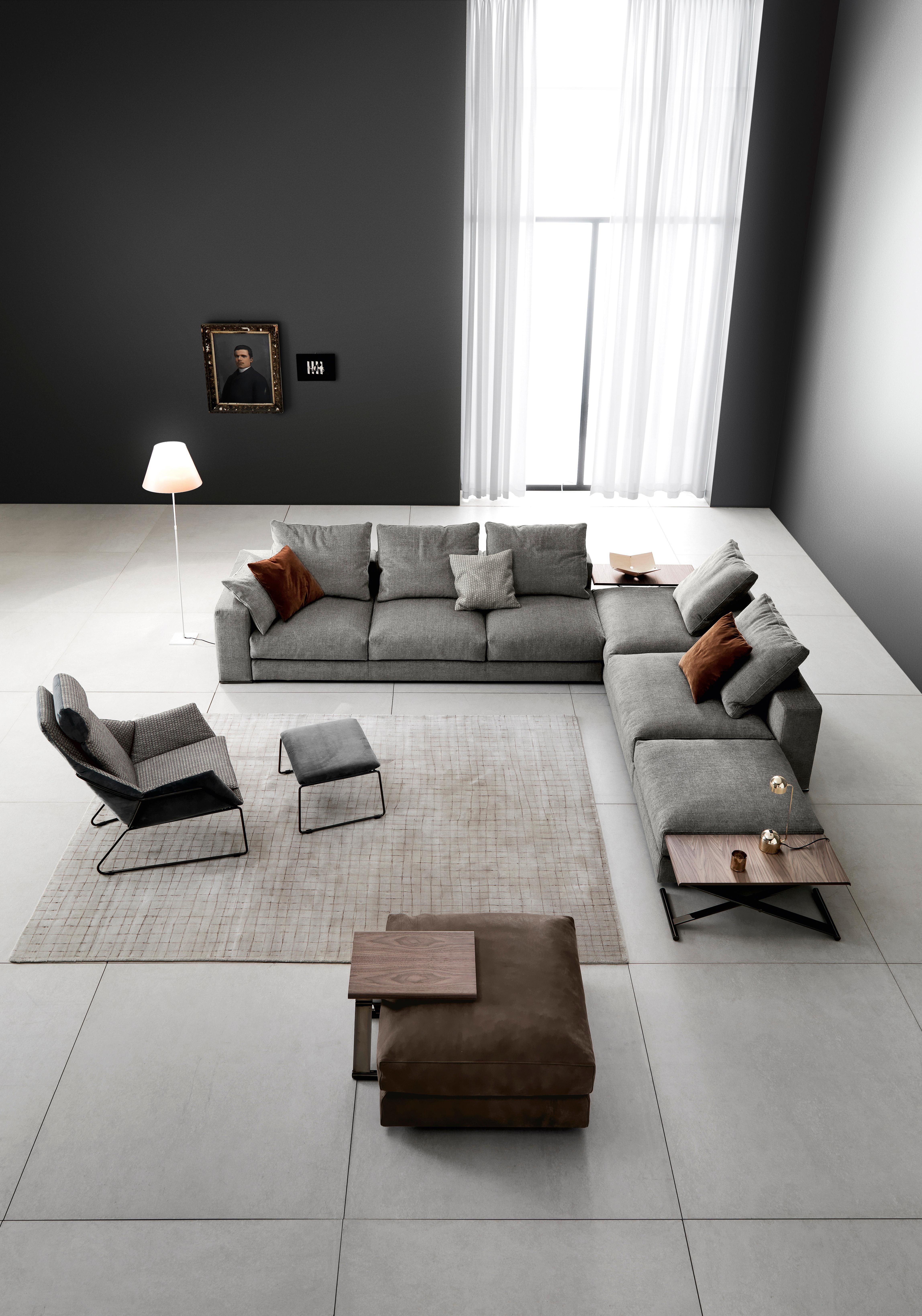 Modern Ananta Class 15 Large Sofa in Lusso Upholstery and Black Nickel by Sergio Bicego For Sale