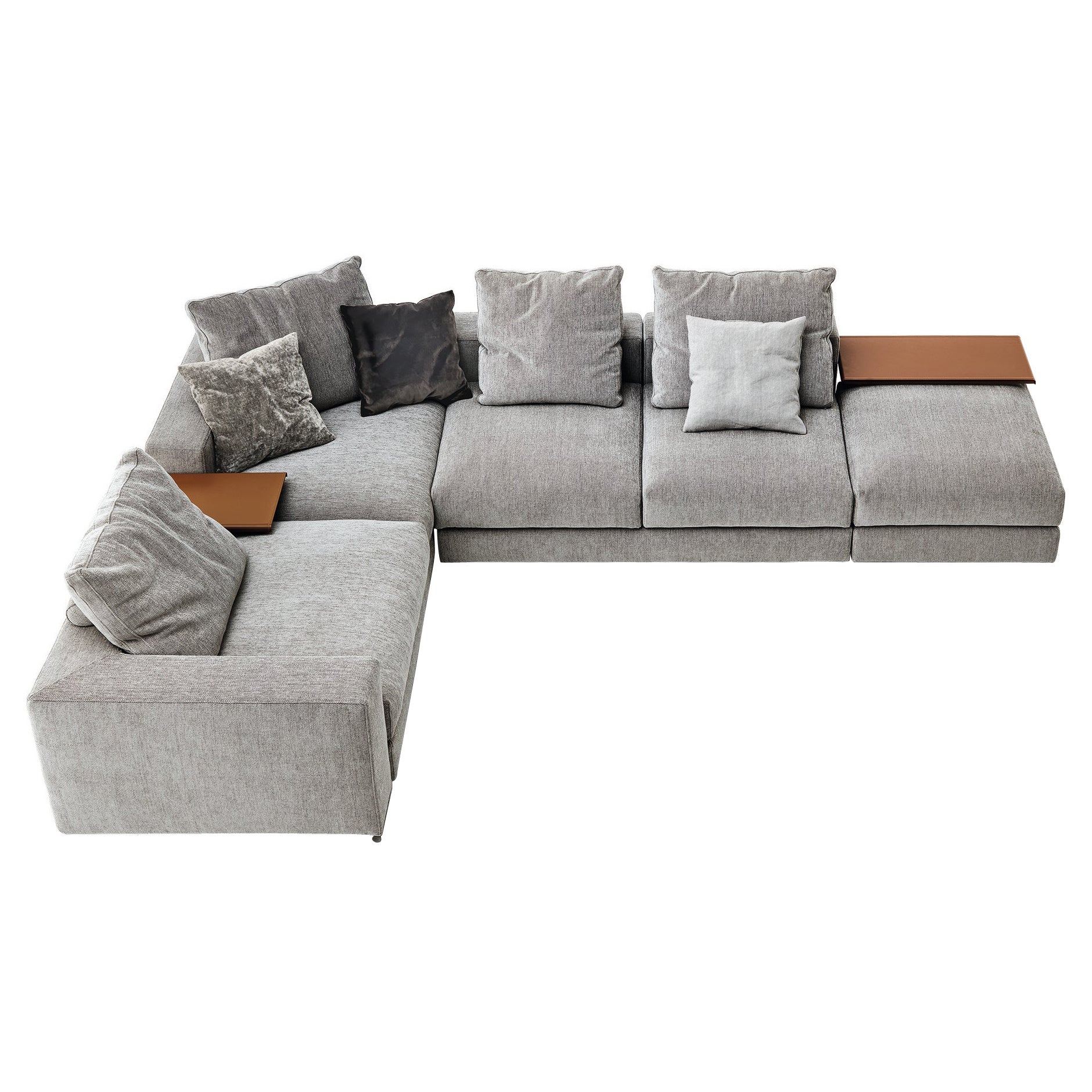 Ananta Class 23 Großes Sofa mit Lusso-Polsterung und schwarzem Nickel von Sergio Bicego