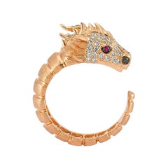 Ananta Sesha Large Head Ring in 14 Karat Rose Gold with White Diamond