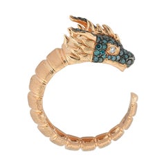 Ananta Sesha Ring in 14 Karat Rose Gold with Blue & White Diamond