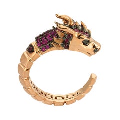 Ananta Sesha Ring in 14 Karat Rose Gold with Ruby & Black Diamond