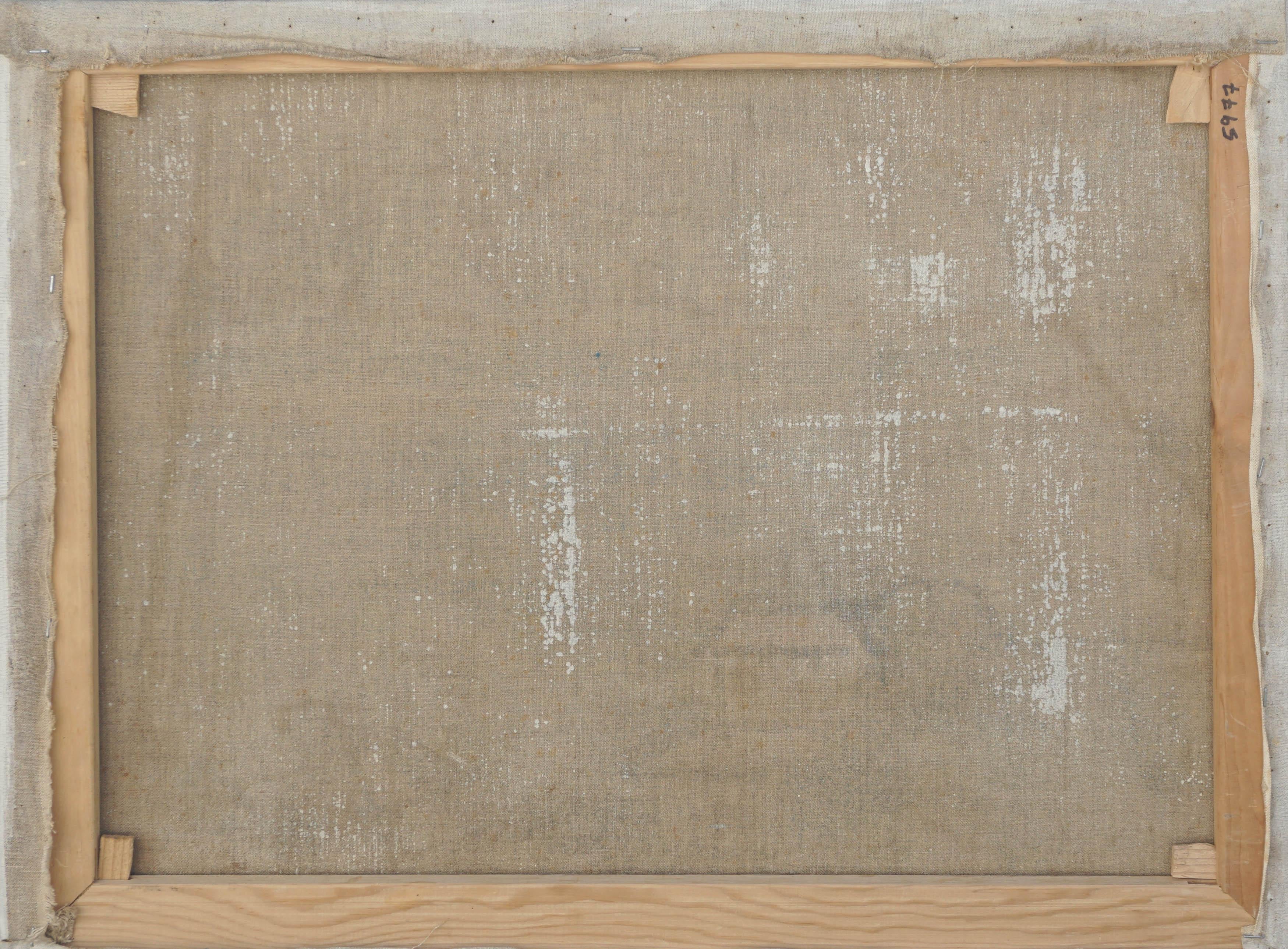 Maravilloso y vibrante paisaje de mediados del siglo XX de la costa croata con un velero y casas de tejados rojos de Anany Verbitski (traducido), ( ruso, siglo XX), c.1950. Firmado en la esquina inferior izquierda. Estado: Bueno; previamente