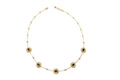 Ananya Celeste Miniature Lotus Necklace Set with Sapphires and Diamonds