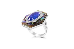 Ananya Celeste Ring Set with Abalone, Tanzanite and Diamonds