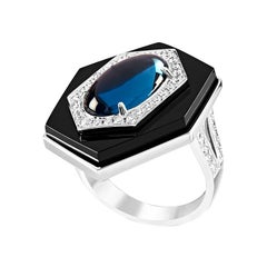 Ananya Celeste Ring Set with Topaz, Onyx and Diamonds