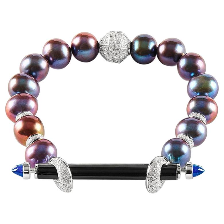 Ananya Chakra Bracelet Set with Onyx, Topaz, Pearls and Diamonds