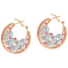 Ananya Lotus Samsara Earrings Set with Pink Sapphires and Diamonds