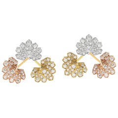 Ananya Tri-Color Lotus Ear Jacket set with Diamonds