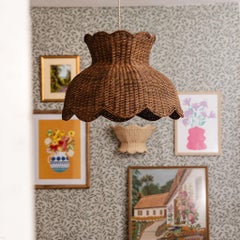 Anar Rattan Pendant Shade, Hand-Woven Teak Finish, Edwardian Style, UK
