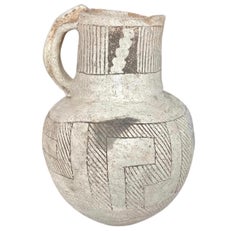 Anasazi Chaco Native American Pottery, Black on White Pitcher