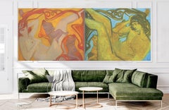 Peinture acrylique et à l'huile sur toile, style Art déco, XXIe siècle