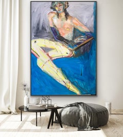 Dreamer Oil Painting on Canvas, Framed, Realist Style, 21st Century