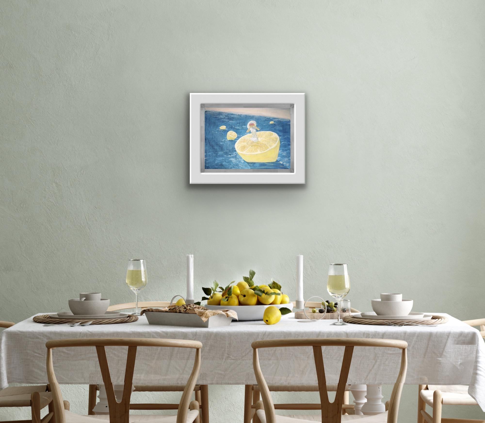 Zitrone drucken Küche Kunst (Abstrakter Impressionismus), Painting, von Anastasia Aureum