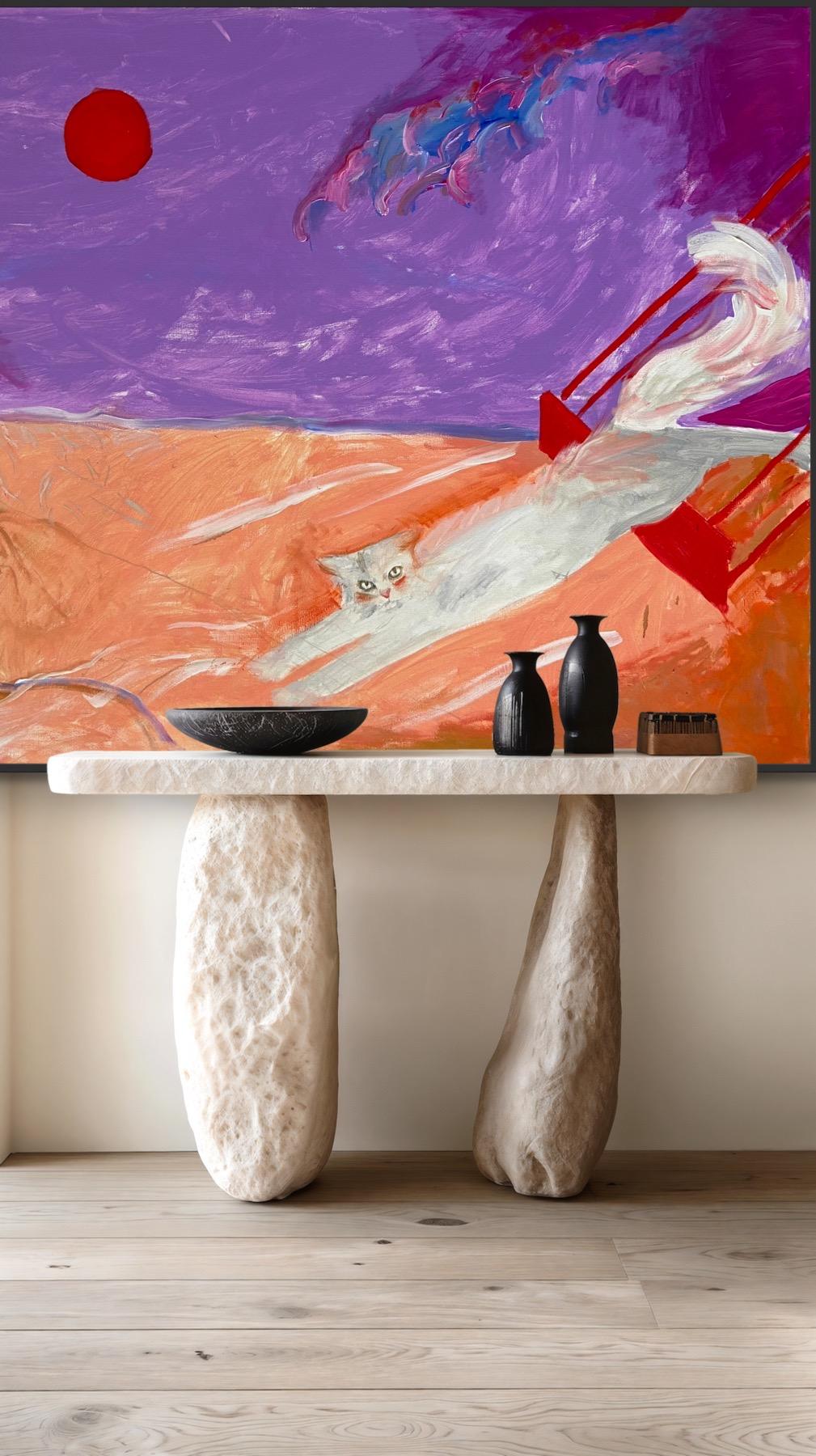 What is love? - Pink Figurative Painting by Anastasia Aureum