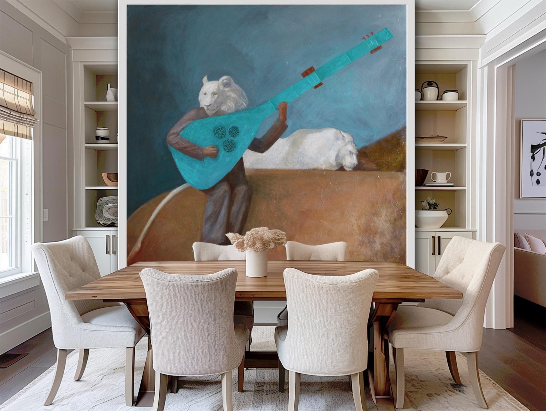 Love - Gray Figurative Painting by Anastasia Aureum