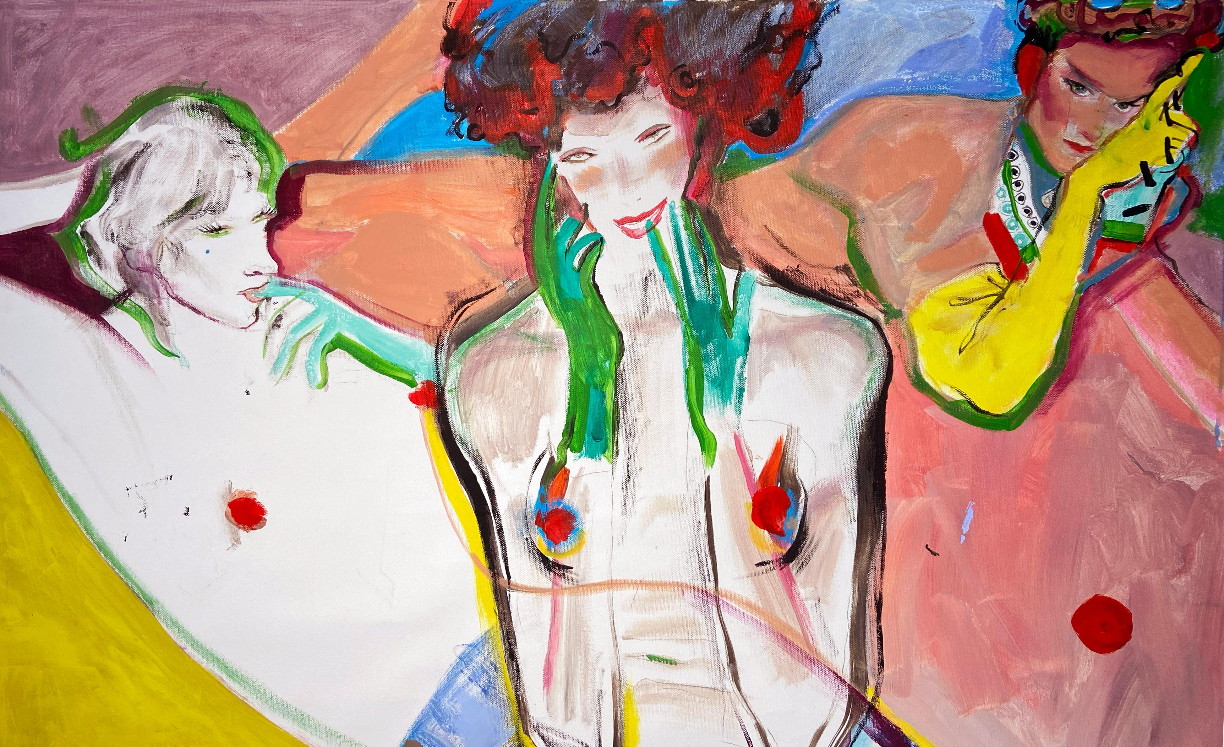 Geometry of Desire (Beige), Portrait Painting, von Anastasia Aureum