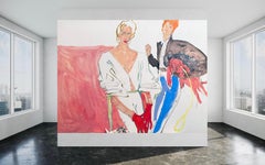Ölgemälde auf Leinwand „Lovers“, im Stil der Wiener Secession, 21. Jahrhundert