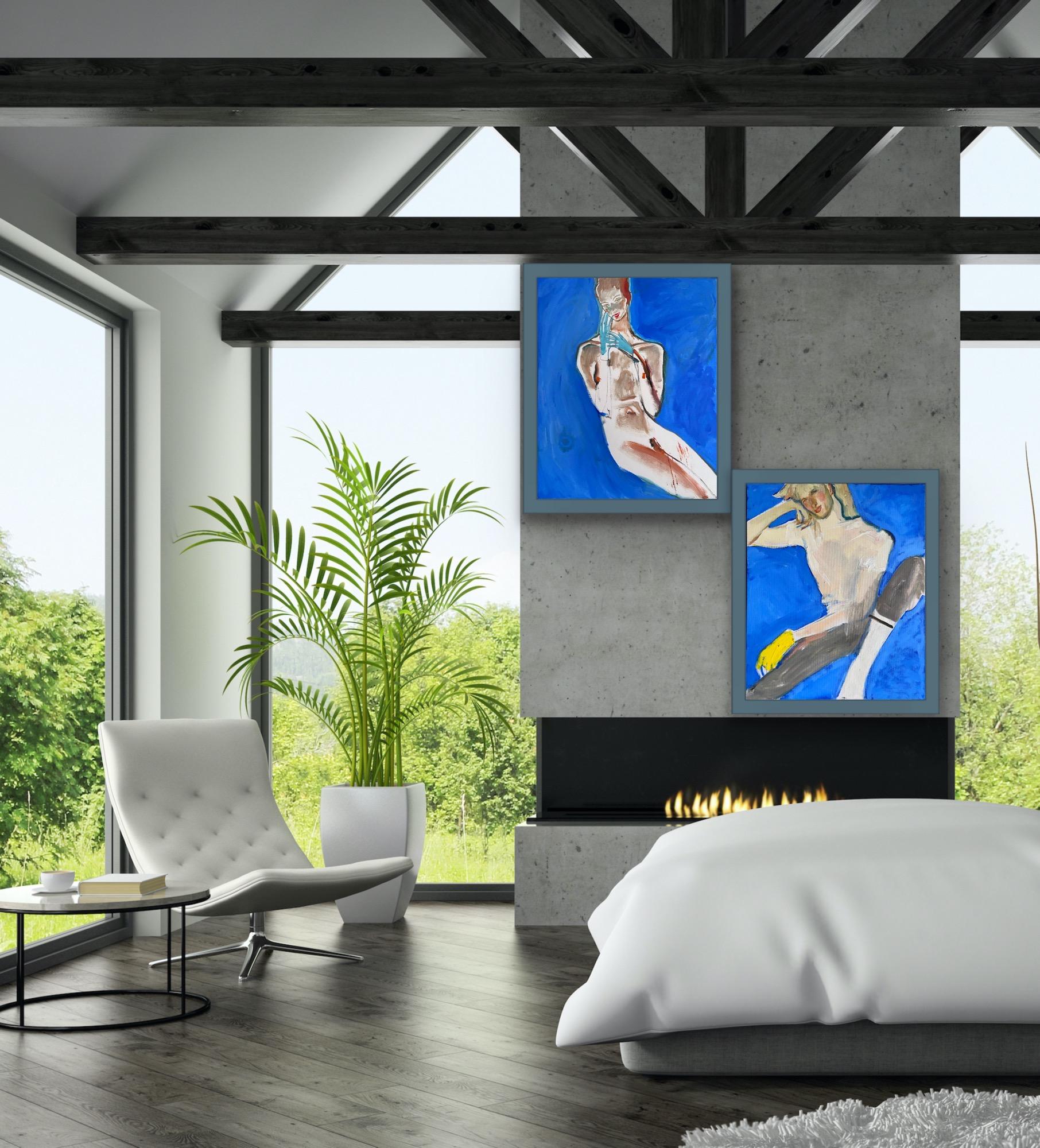 Lovers  nude erotic - Abstract Expressionist Painting by Anastasia Aureum