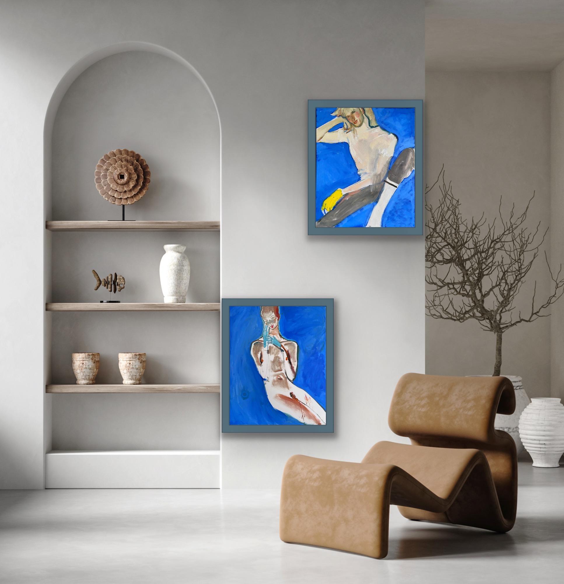 Liebende  nackte erotische Frau – Painting von Anastasia Aureum