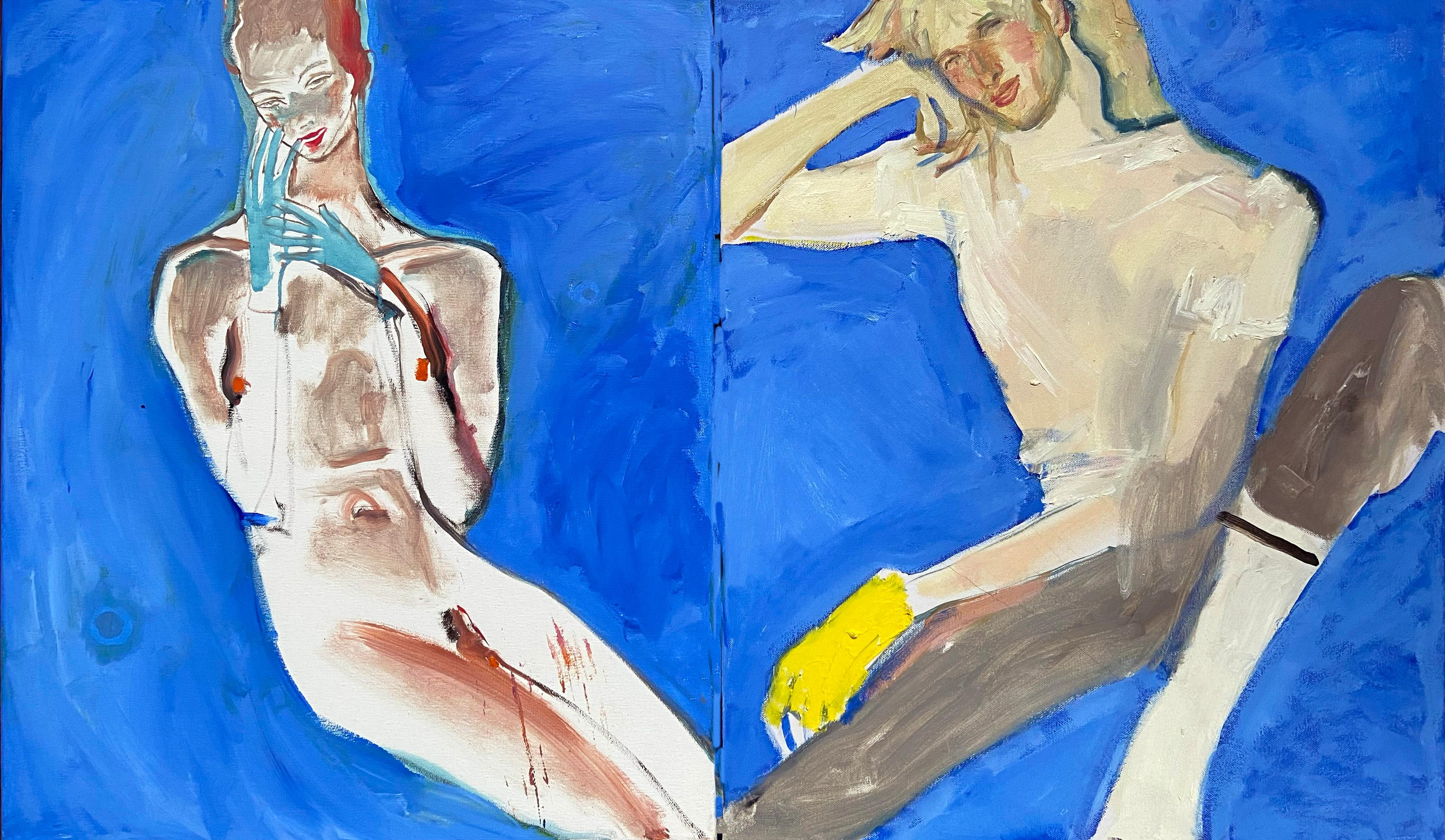 amantes  retrato - Nude Painting Azul de Anastasia Aureum