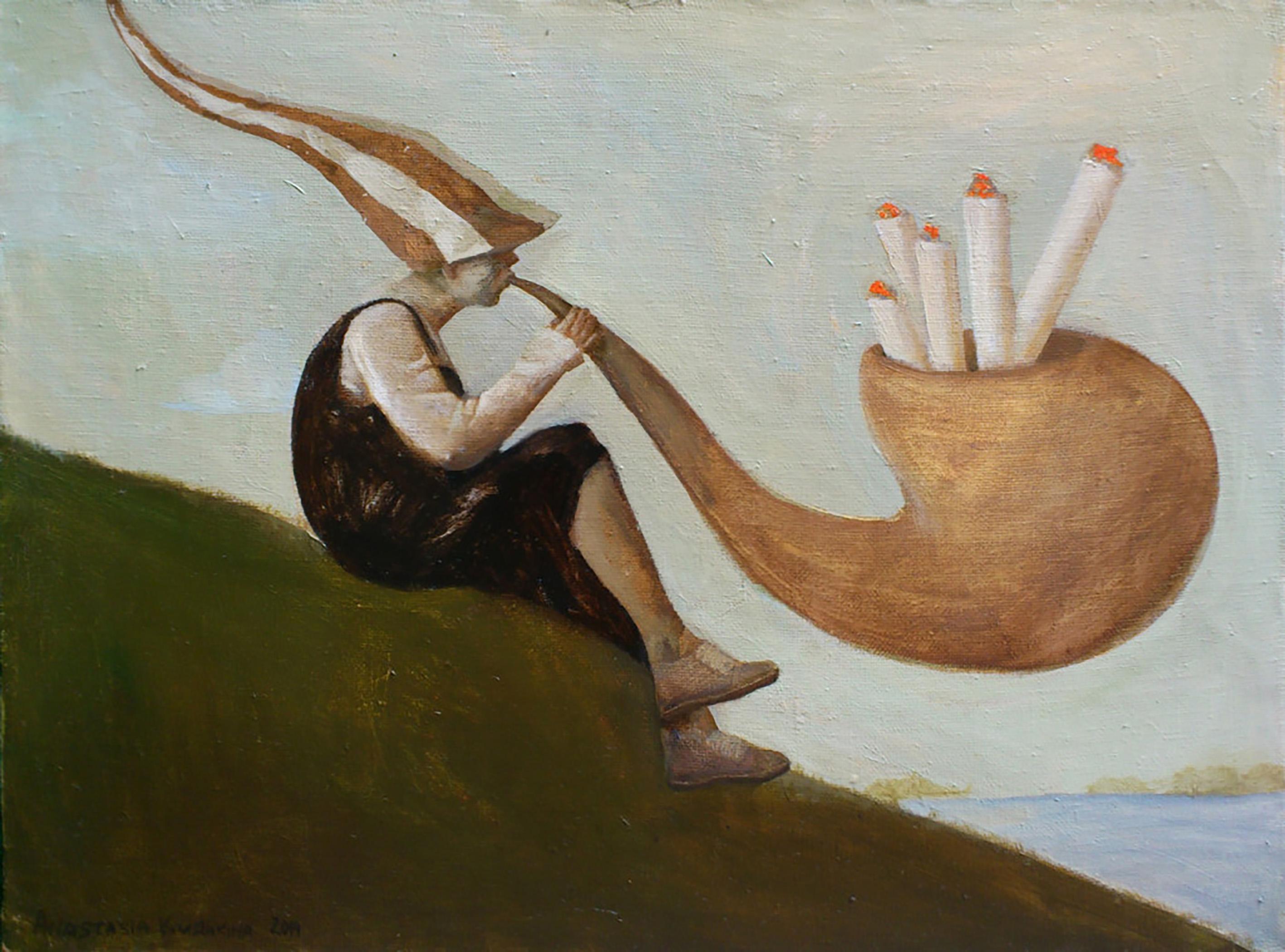 Lovers, surrealism painting on canvas im Angebot 1