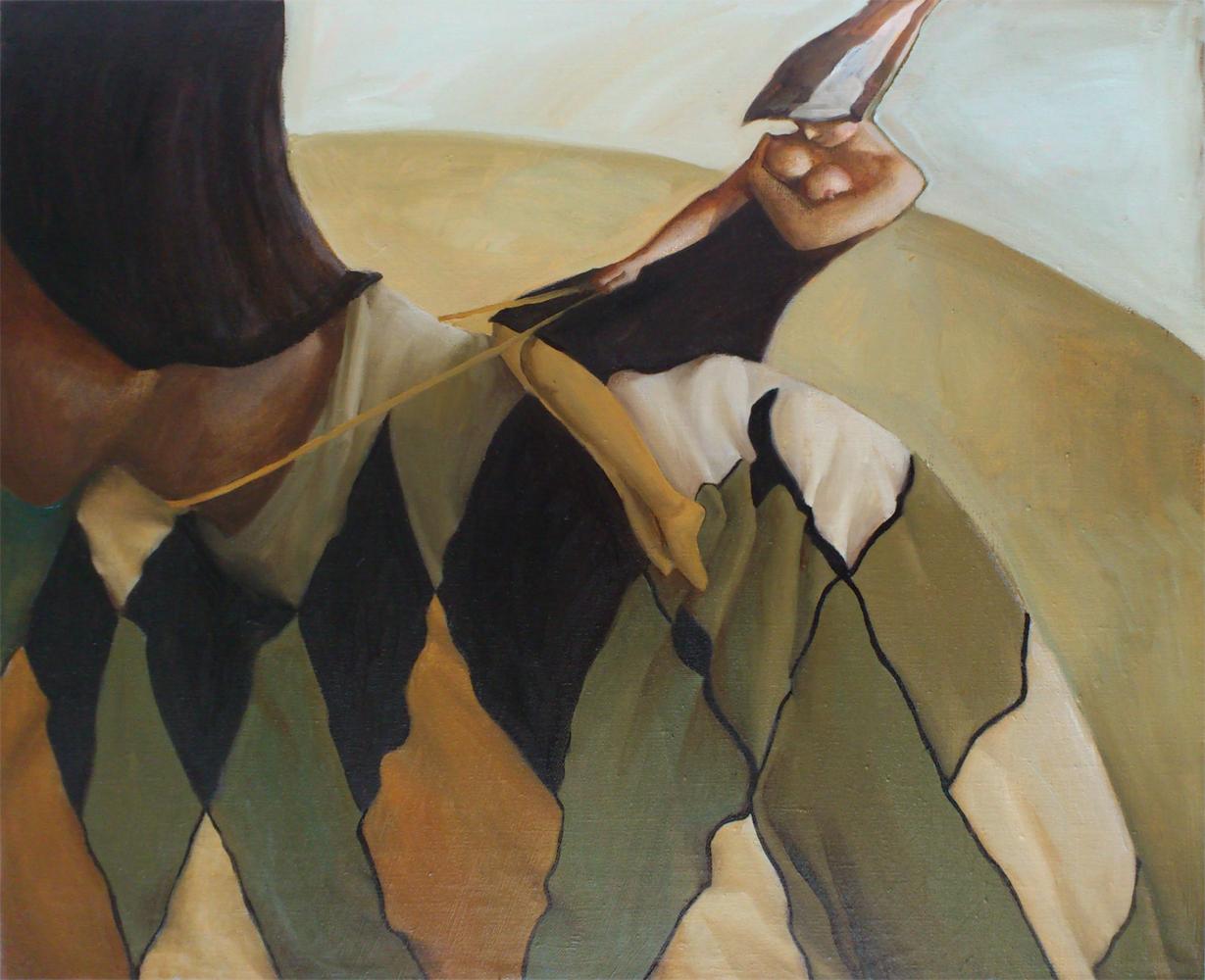 Lovers, surrealism painting on canvas - Painting de Anastasia Aureum