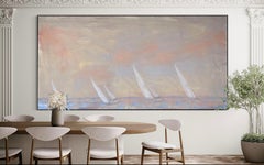 Marine Lovers Abstract Landscape Painting, Oil on Canvas, 21st Century