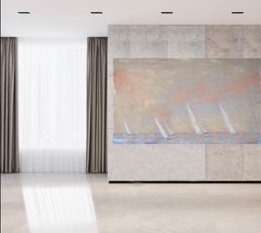 Marine Lovers Abstract Landscape Painting, Oil on Canvas, 21st Century