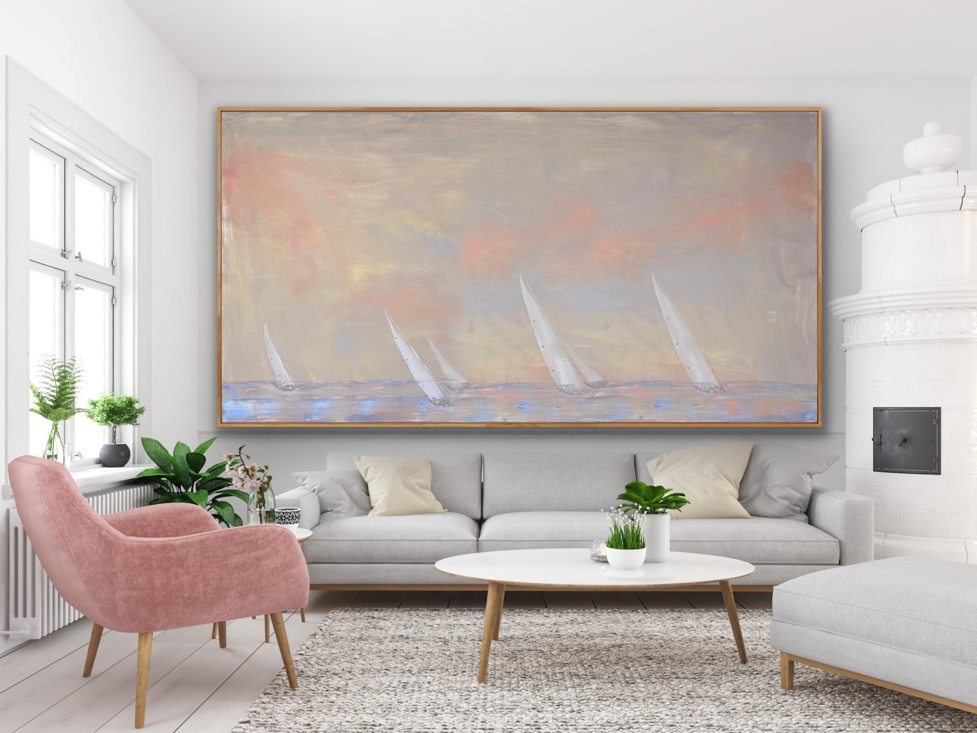 
peinture sur toile unique en son genre
XXL Grande taille
100x200cm (105X205cm)


Le titre de cette œuvre d'art suggère de nombreuses interprétations. Le moment de la journée est également incertain.
Une délicate brume orange émet presque un parfum