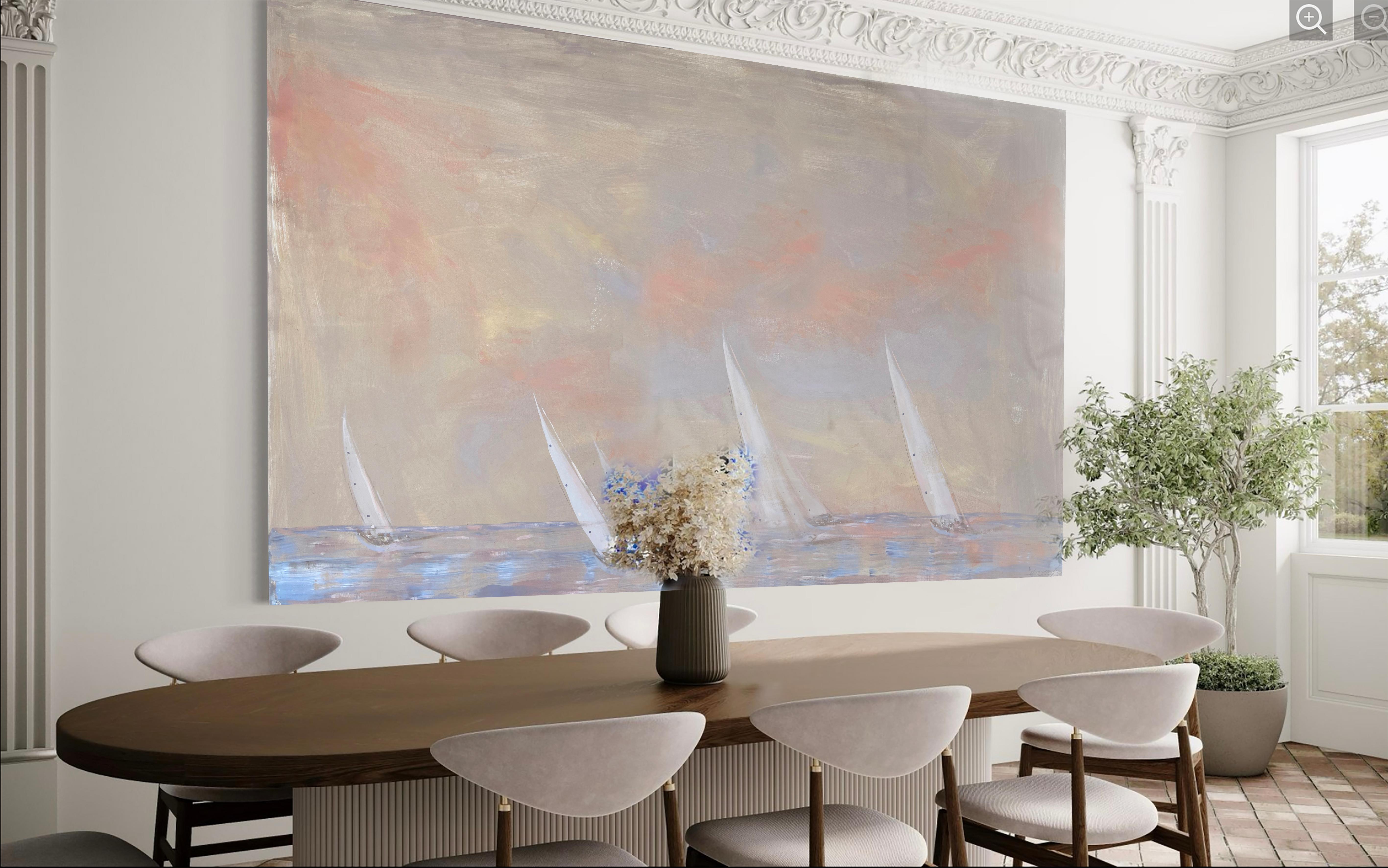 paysage mer peinture Marin amoureux - Expressionnisme abstrait Painting par Anastasia Aureum