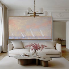 Peinture abstraite représentant un paysage marin, huile sur toile, XXIe siècle