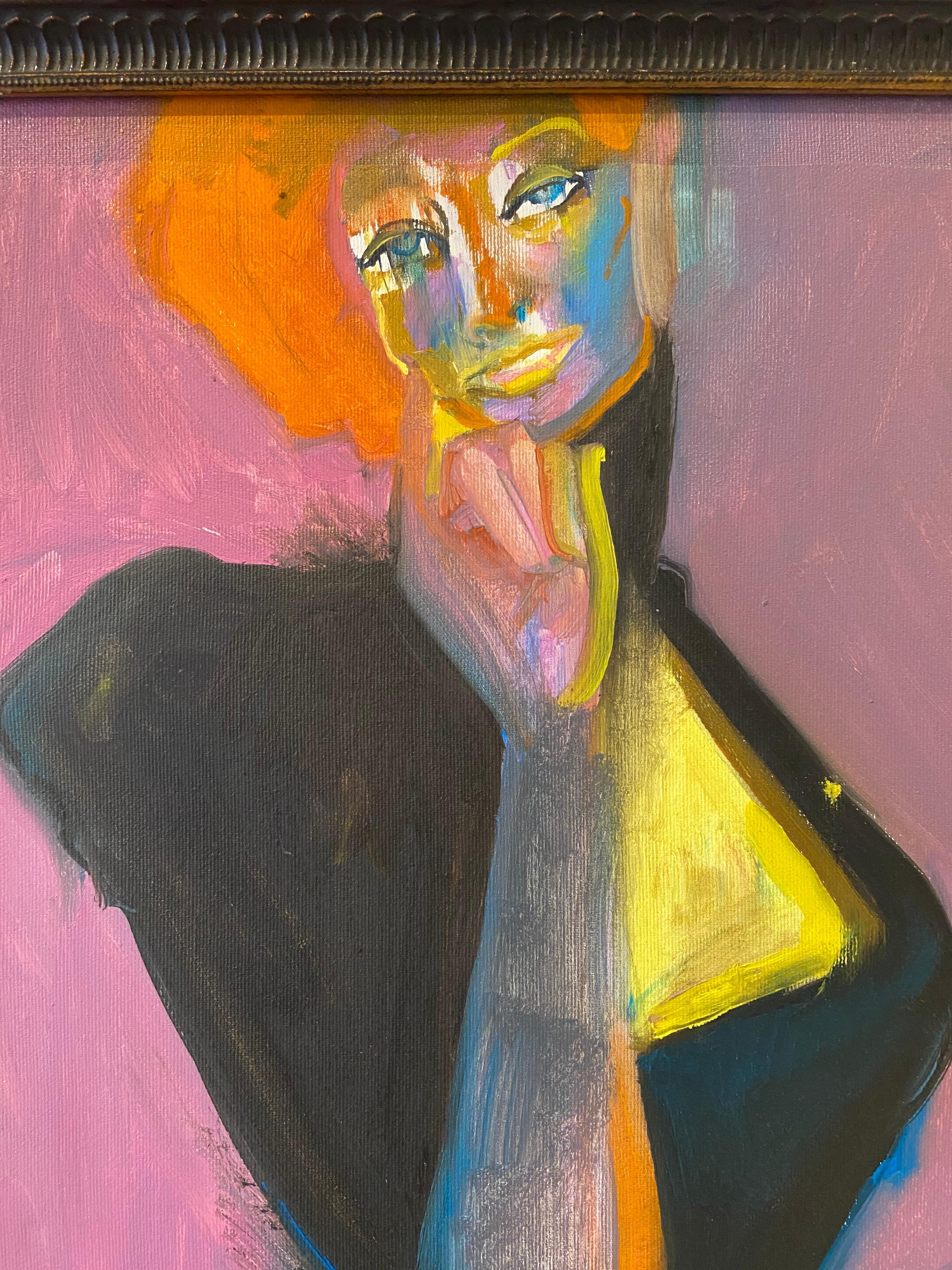 portrait  femme - Art nouveau Painting par Anastasia Aureum