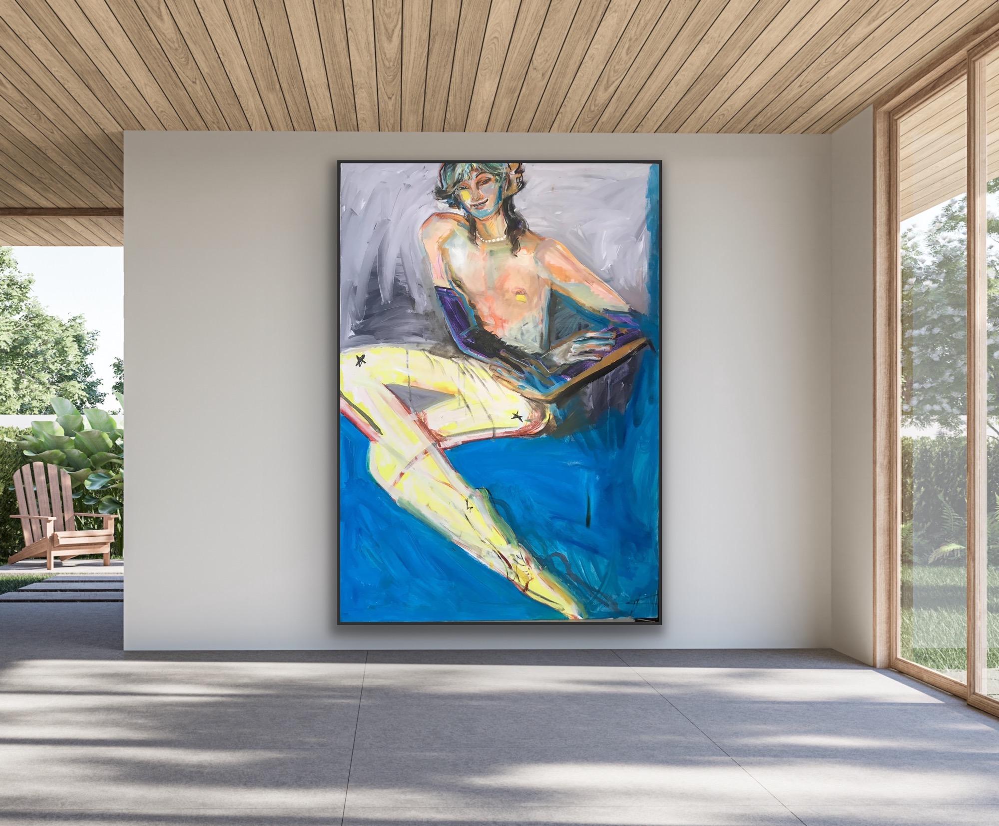 Portrait Painting di Anastasia Aureum - Figura reclinata in blu