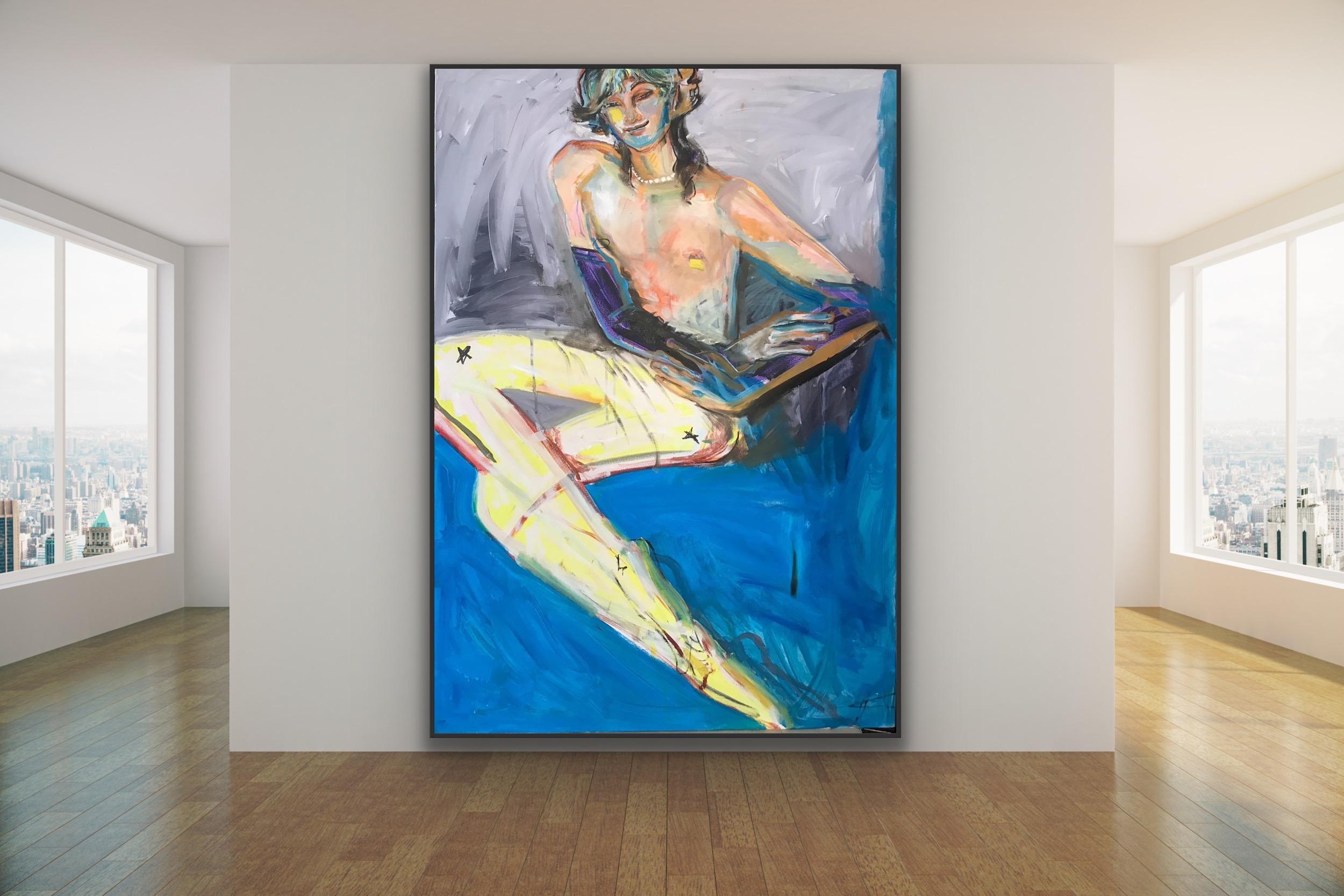 Anastasia Aureum Portrait Painting - Reclining Figure in Blue