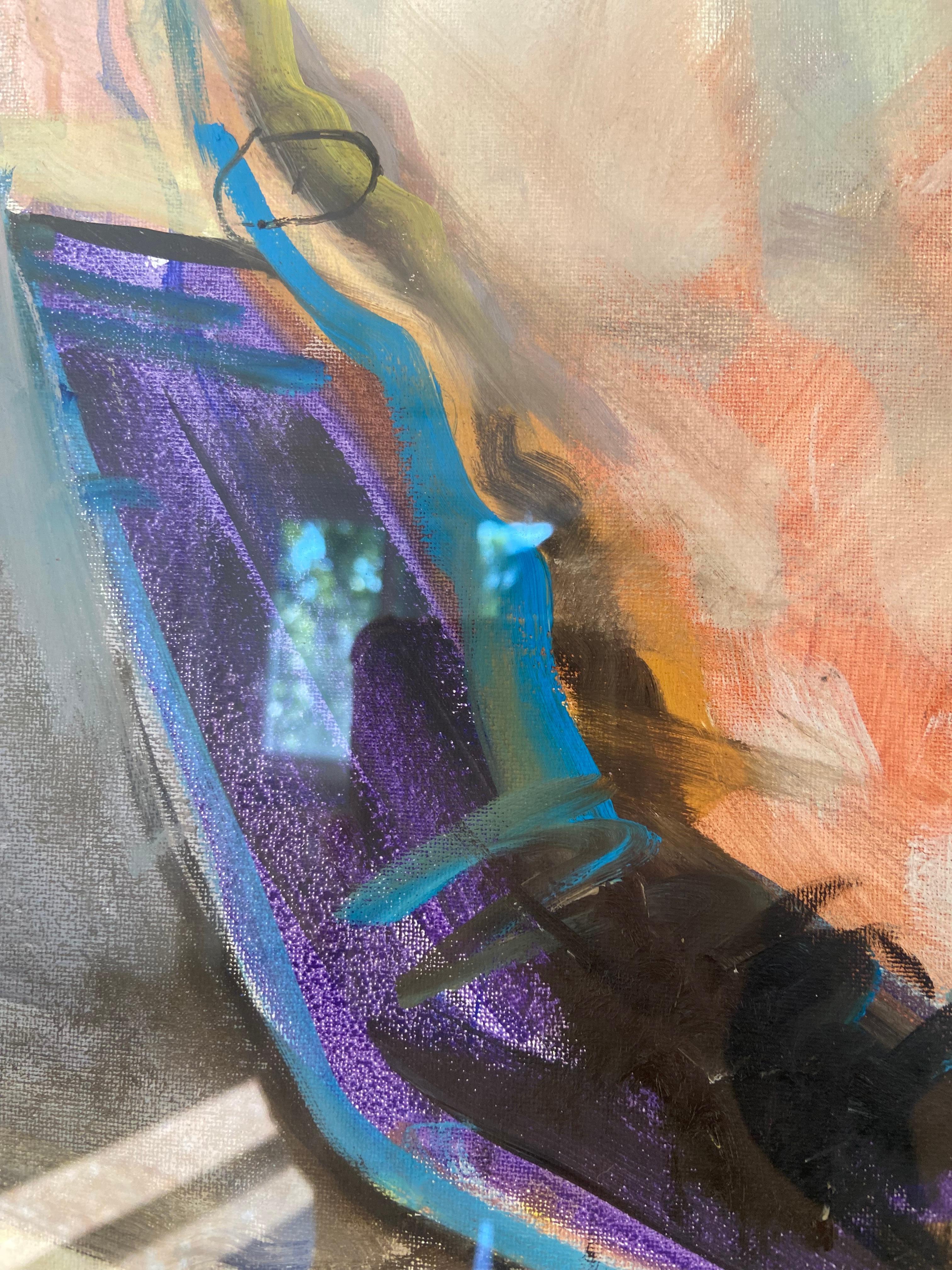 Figure couchée en bleu - Portrait expressionniste contemporain Nu érotique en vente 11