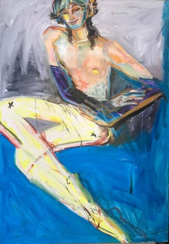 Anastasia Aureum - Reclining Figure in Blue — Contemporary Expressionist Portrait Erotic Nude Reclining Figure in Blue — Contemporary Expressionist Portrait Erotic Nude