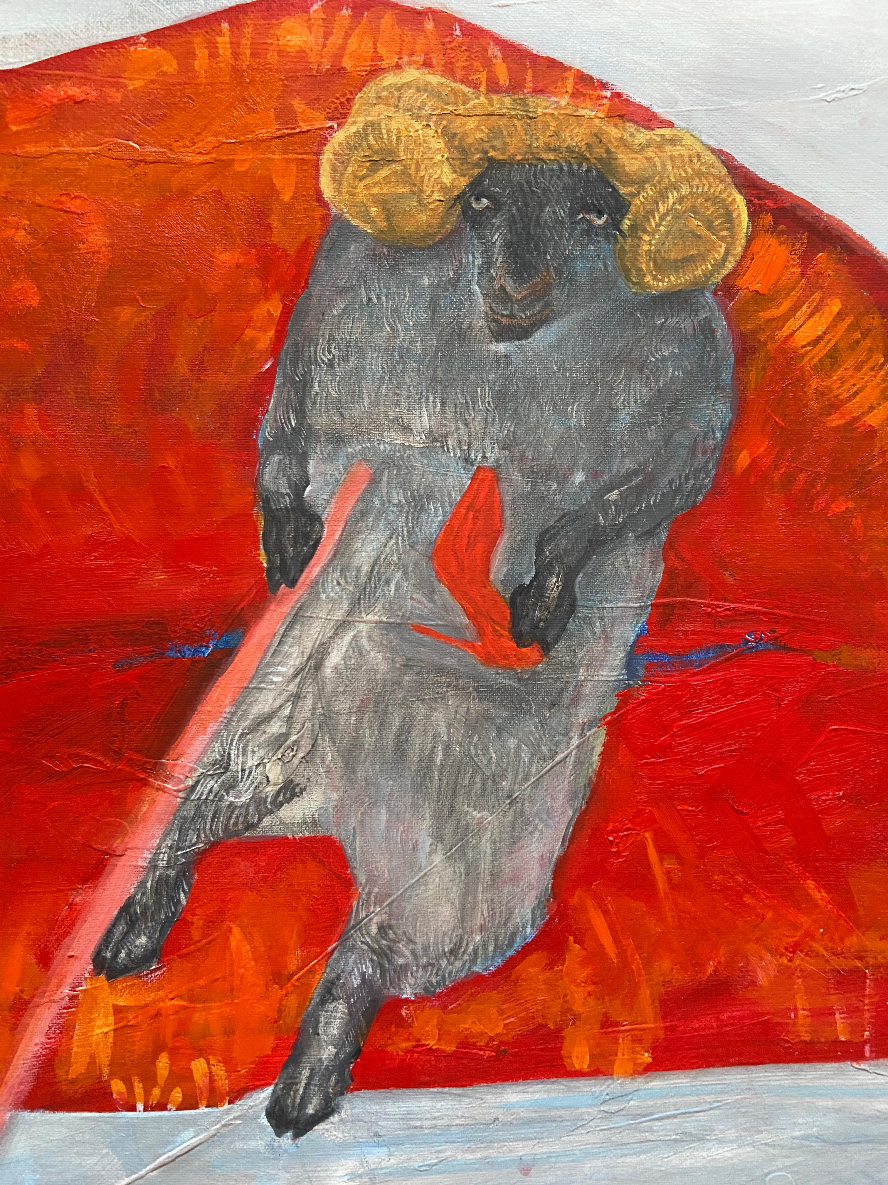 surréalisme, art, amour, rouge, lèvres, bélier, mouton, animal, figuratif, réalisme en vente 2