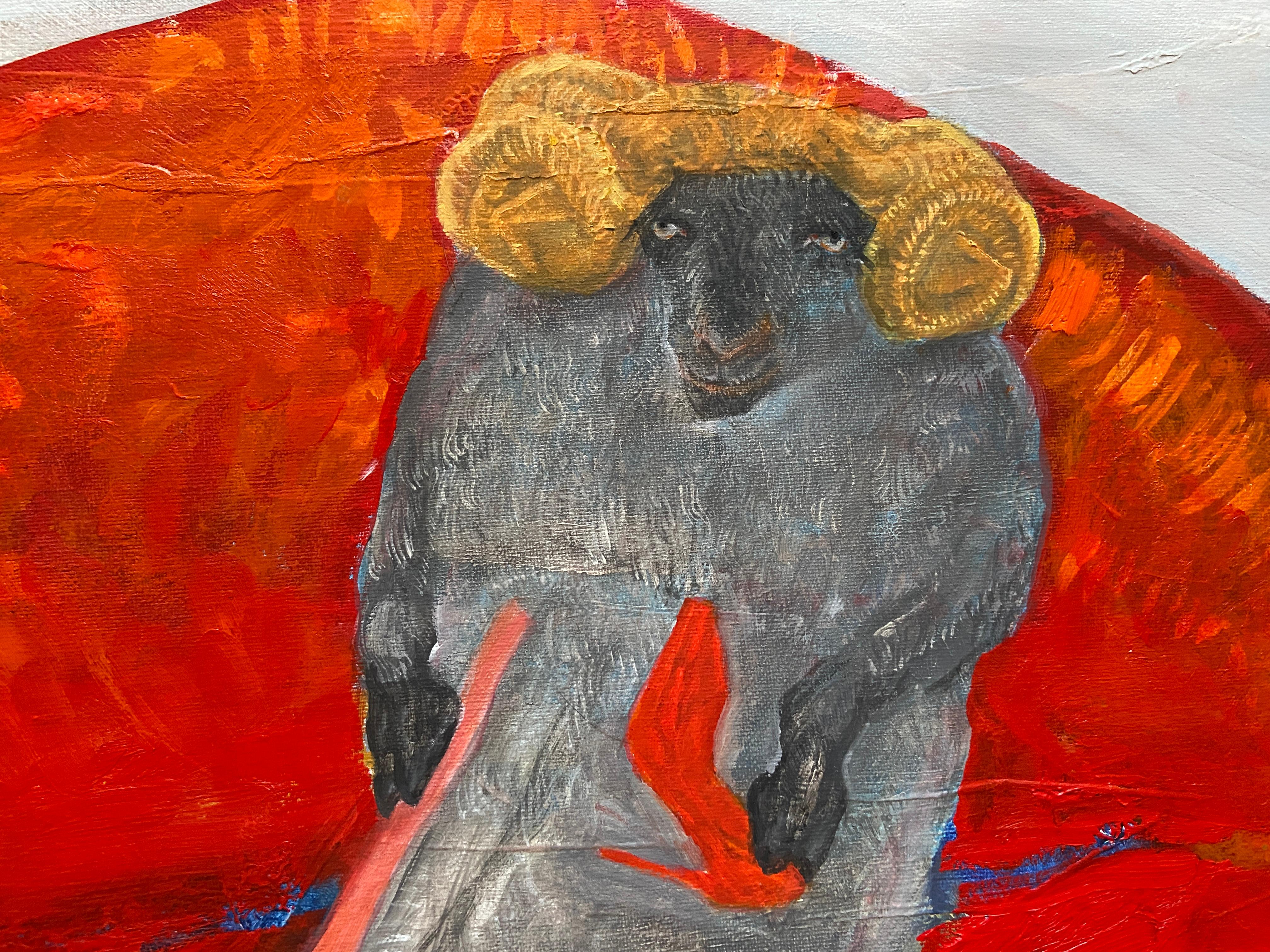 surréalisme, art, amour, rouge, lèvres, bélier, mouton, animal, figuratif, réalisme en vente 3