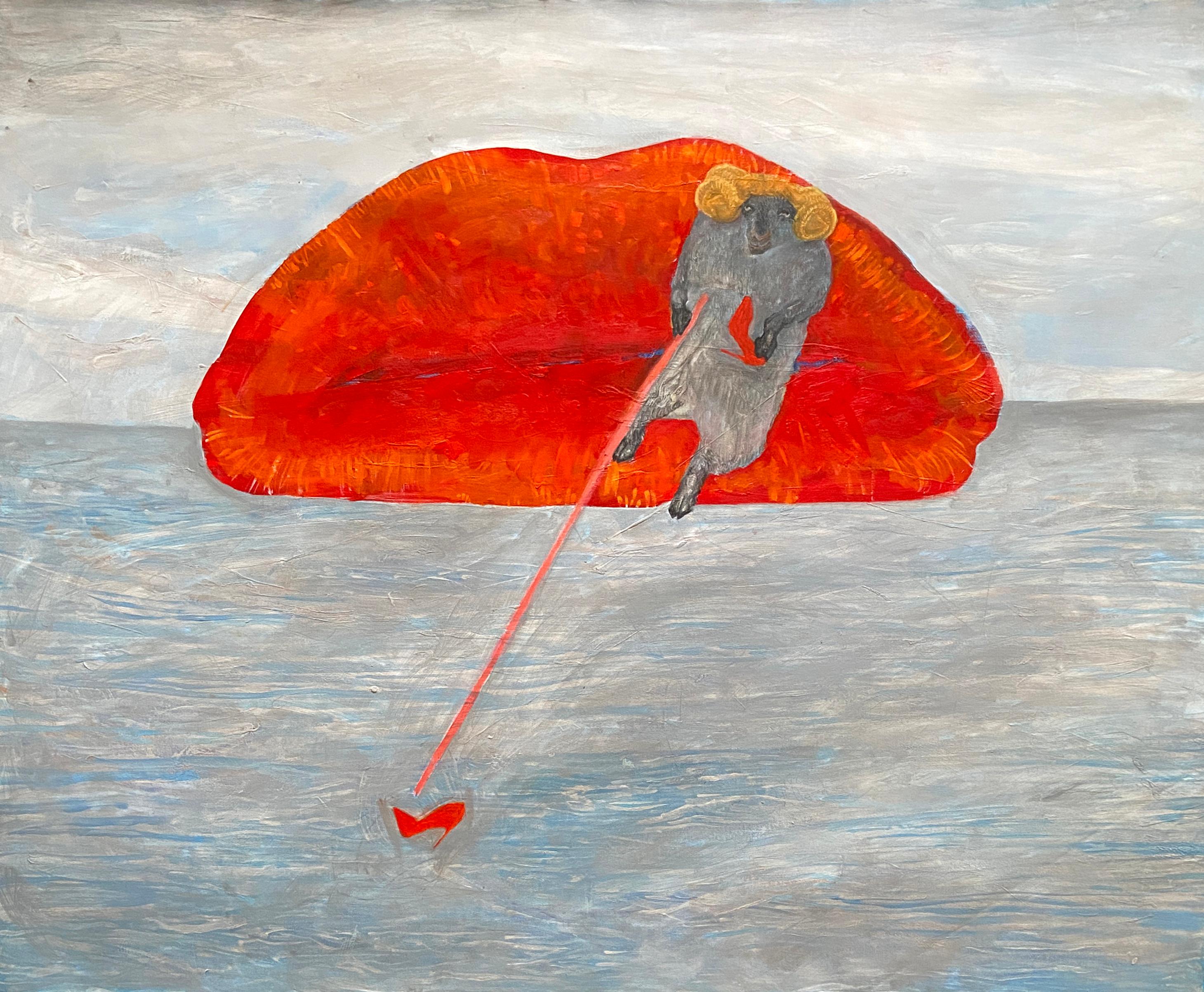 surréalisme, art, amour, rouge, lèvres, bélier, mouton, animal, figuratif, réalisme en vente 4