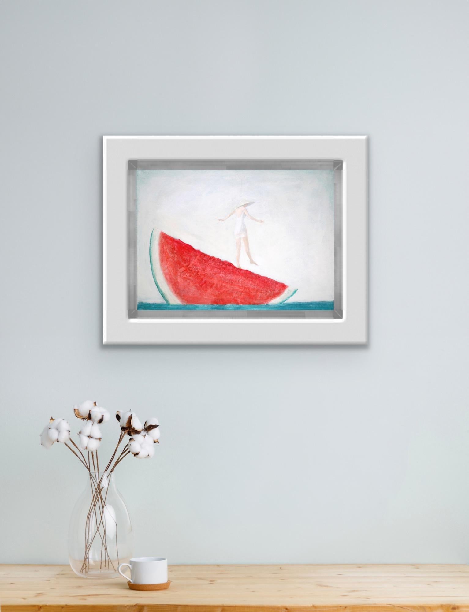 Aquarell-Wassermelonendruck Küchenkunst – Painting von Anastasia Aureum