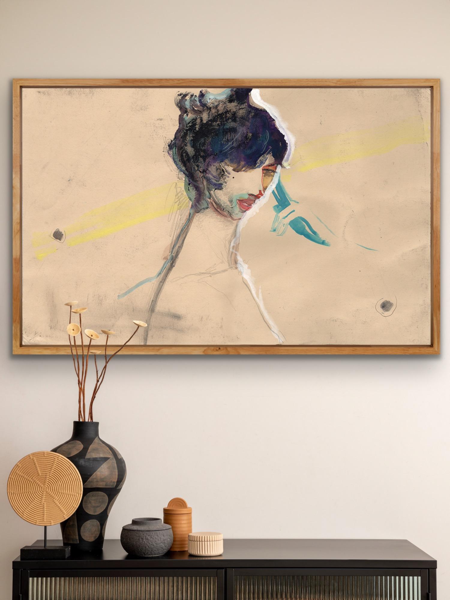 retrato Angie - Portrait Print Beige de Anastasia Aureum