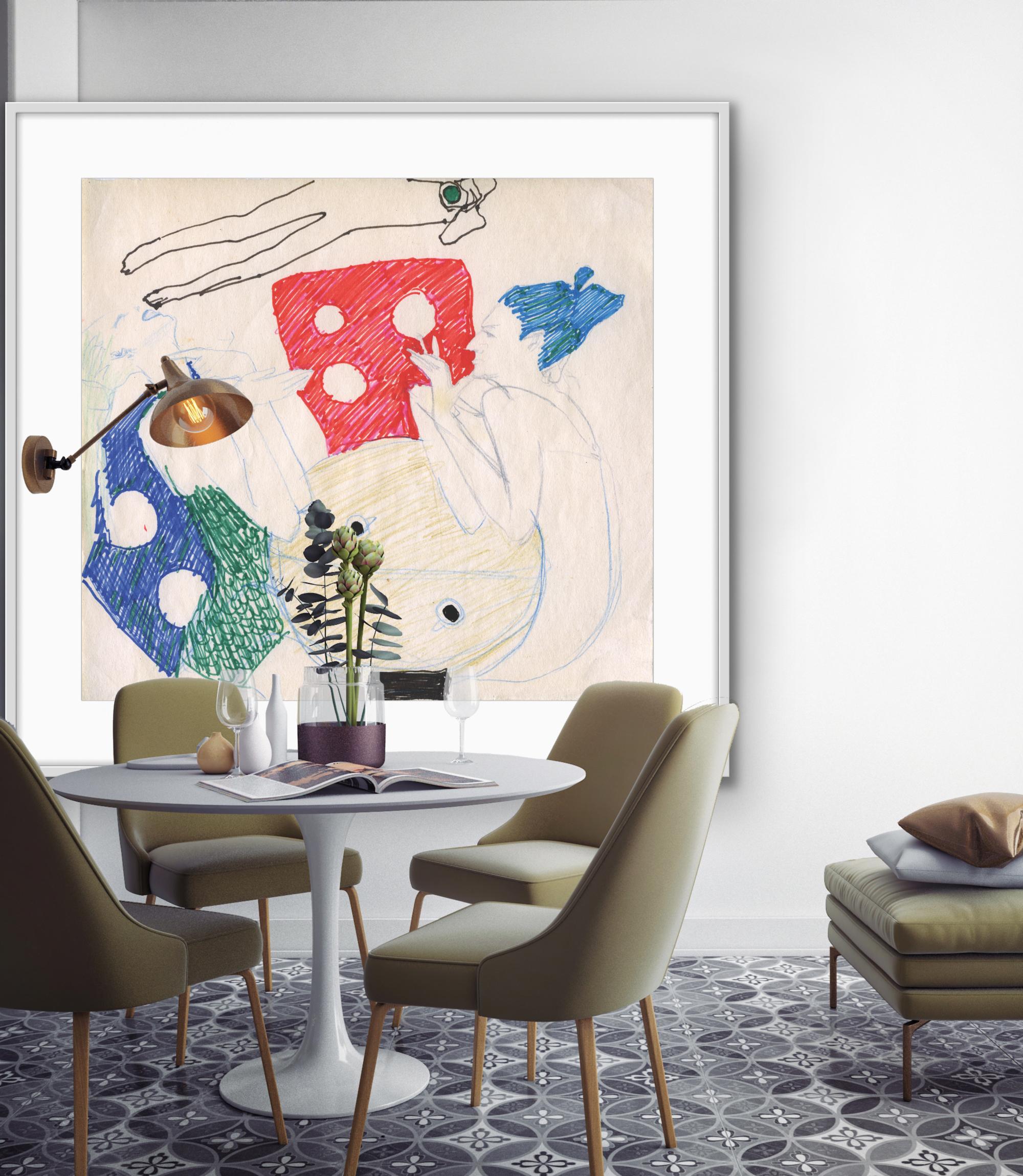 Amitié - Beige Figurative Print par Anastasia Aureum